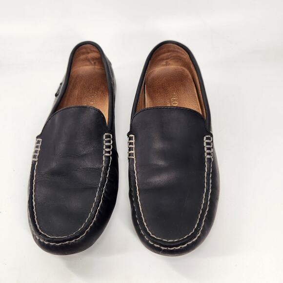 Polo Ralph Lauren Woodley Smooth Pull Up Leather Loafers Mens 10D Black Classic - Picture 2 of 8